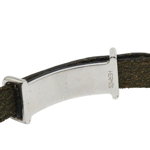 Hermes Api 2 Black Silver Leather Metal Belt